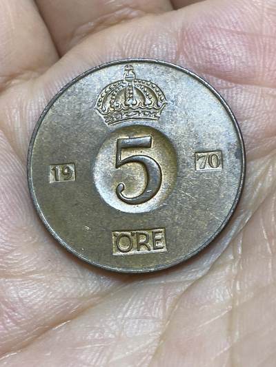 2025年第八十九场(总第一百一十五场）外国好品散币(免佣金) - 瑞典🇸🇪1970年5欧尔(古斯塔夫六世后期，U标)
