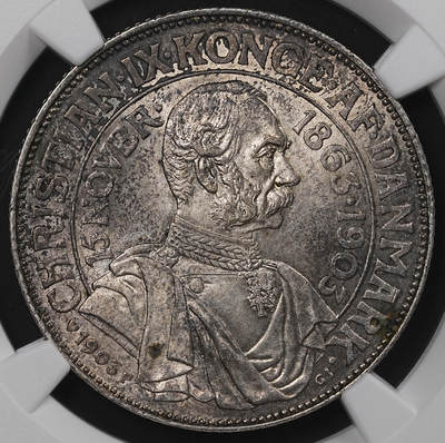 修遠堂世界钱币第八十四期 - NGC MS64 1903年丹麦国王登基40周年纪念2克朗银币