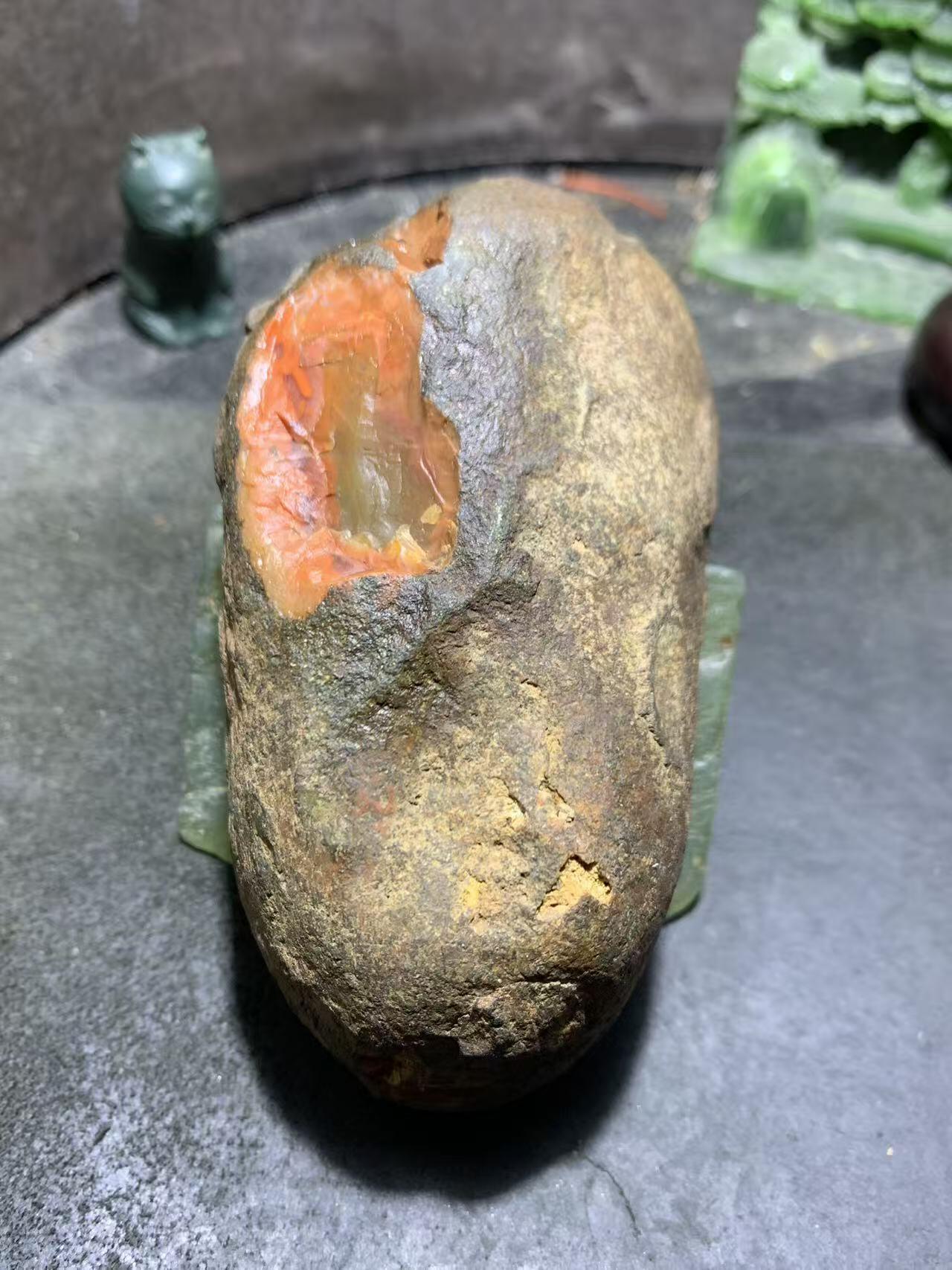 精美大开窗铁皮柿子红紫罗兰冻料南红玛瑙原石一颗