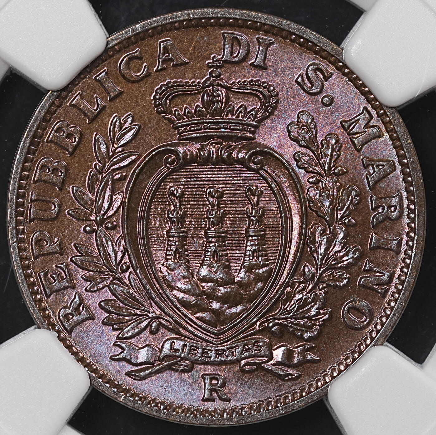 修遠堂世界钱币第八十四期 NGC MS65RB 1938年圣马力诺10分铜币