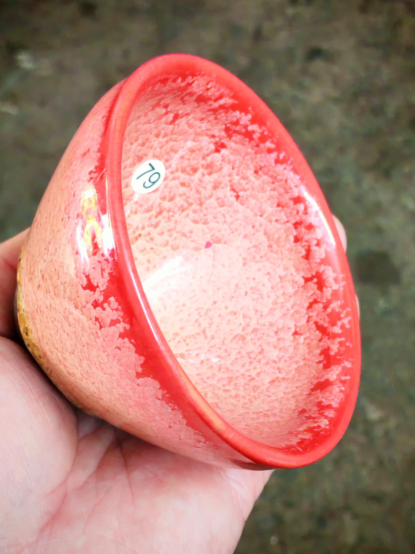金玫瑰剔红变彩撇口大肚手握将军盏(22009)尺寸100*60mm容量150ml