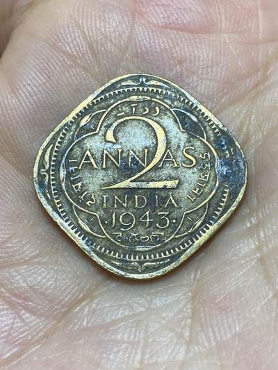 2025年第八十九场(总第一百一十五场）外国好品散币(免佣金) - 英属印度1943年2安娜(乔治六世第三版，年份两边带点b版孟买造，Small 3–小3版)