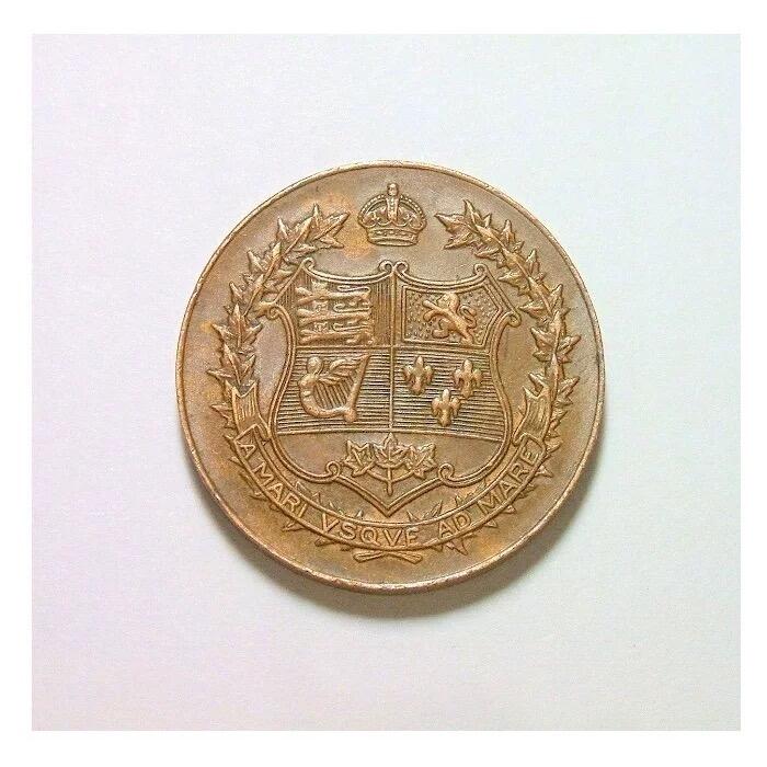英国1927年 乔治五世出访加拿大高浮雕精制铜章 26MM
