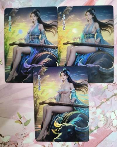 龙虎卡牌第五十四场 （无佣金，满120包邮，欢迎送拍） - 折光彩闪3张 鸡腿佳人录 卓文君 三渐变一套