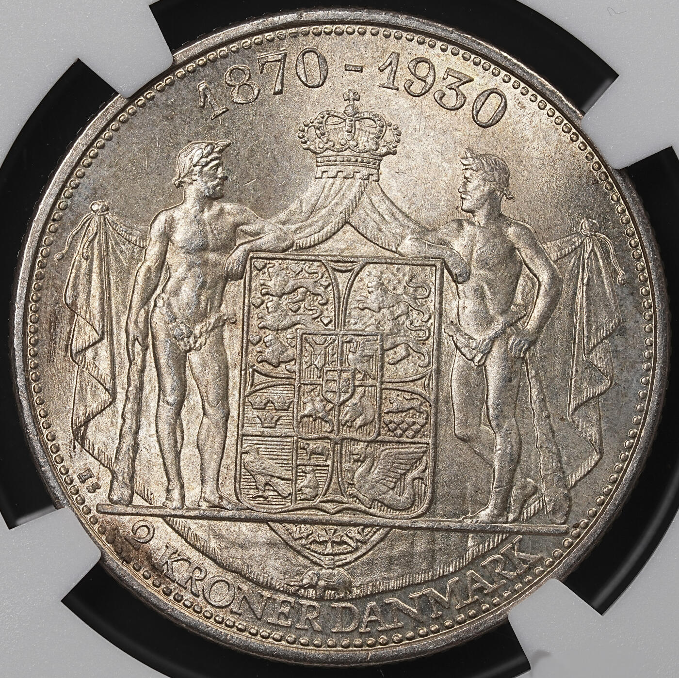 修遠堂世界钱币第八十四期 NGC MS64 1930年丹麦国王60大寿纪念2克朗银币