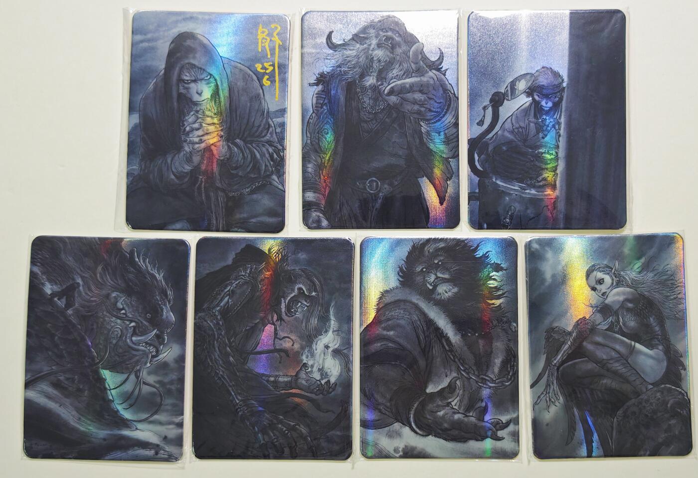 白泽拍卖卡牌手绘专场第24期（持续征集ING，白露暧秋色，月明清漏中） 2025 摩点众筹 七大圣崛起 小卡7张  刘冬子亲签齐天大圣 彩闪