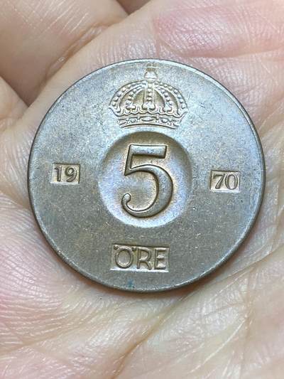 2025年第八十九场(总第一百一十五场）外国好品散币(免佣金) - 瑞典🇸🇪1970年5欧尔(古斯塔夫六世后期，U标)