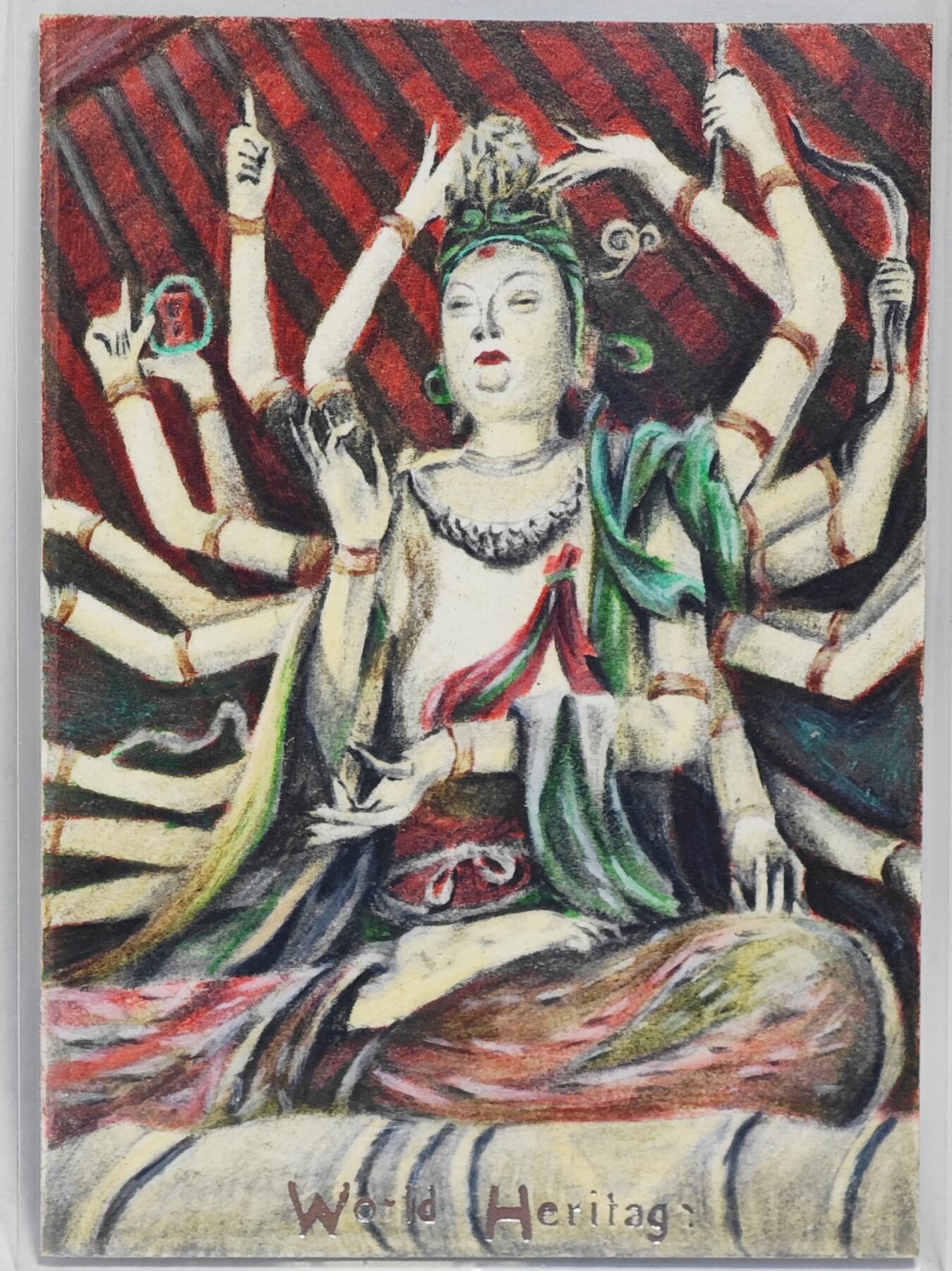 白泽拍卖卡牌手绘专场第24期（持续征集ING，白露暧秋色，月明清漏中） 2025 乐联文创手绘卡 千手佛  皎亲签