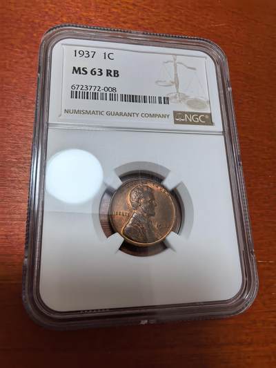 长老汇蛇年精选第四十四场拍卖 - 1937美国林肯麦穗1分铜币，NGC MS63RB