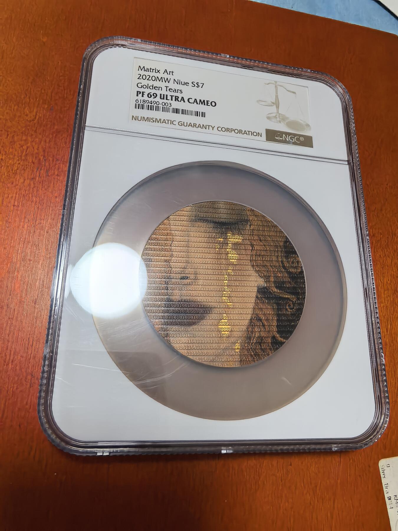 长老汇蛇年精选第四十四场拍卖 2020纽埃矩阵艺术克林姆特黄金泪7元3盎司彩色精制银币，NGC PF69UC