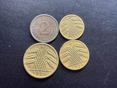 邮泉阁限时拍卖第二十四场 各国硬币专场（硬币在国外） - 德国魏玛共和国（地租马克）1924年4枚