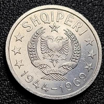 泉币菌-第107场-精品福利场 少见品种 原光UNC 中国代铸 阿尔巴尼亚1969年解放25周年 10昆塔纪念铝币