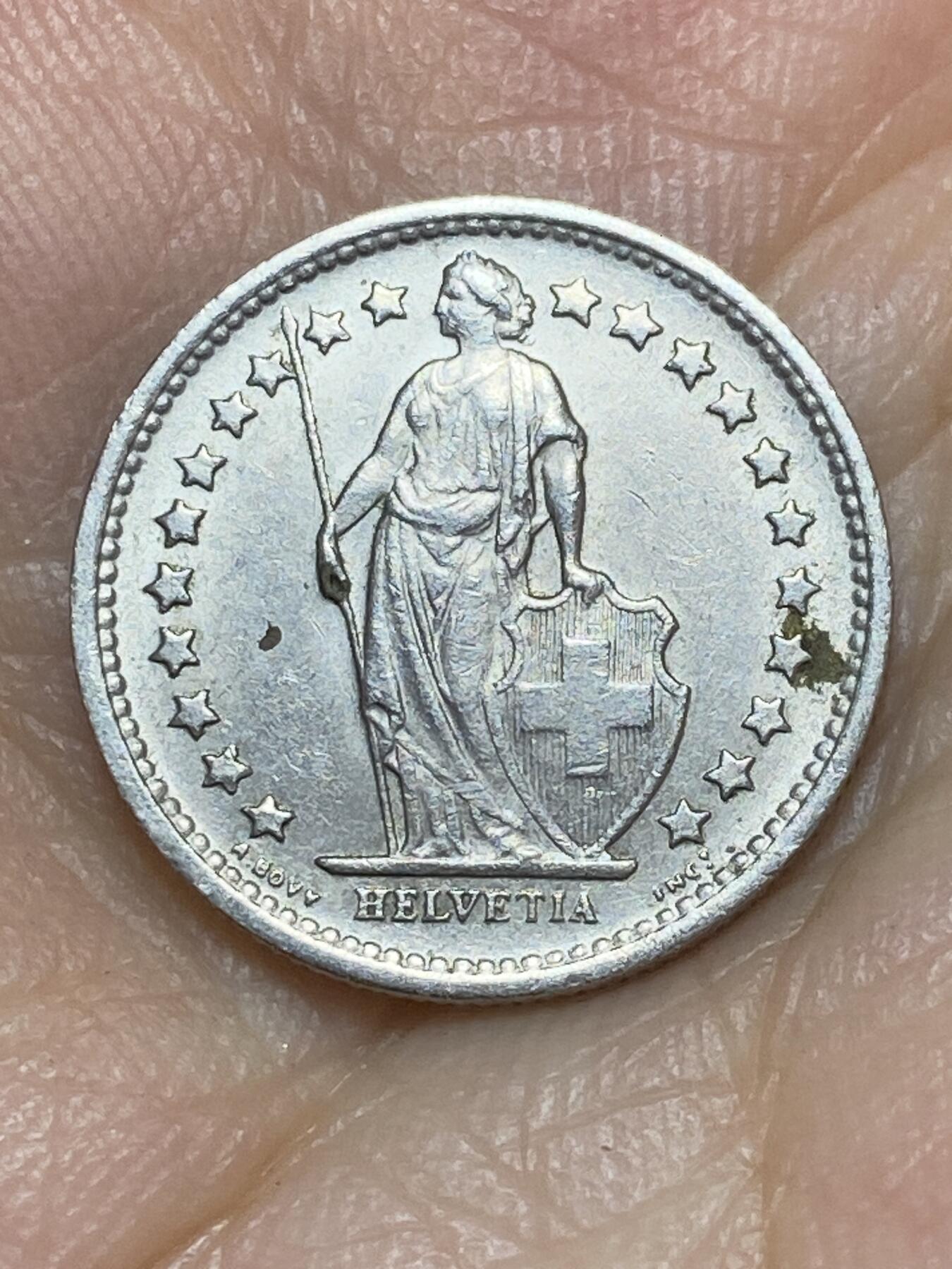 2025年第八十九场(总第一百一十五场）外国好品散币(免佣金) 少见–瑞士🇨🇭1969年1/2法郎(第三版铜镍材质早期年份，无标版)