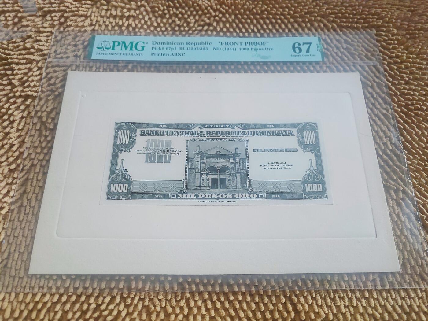 09月11日 🌏全球币章 珍品：1947年 多米尼加 央行第一套纸币最高面值 1000金比索（主图为美洲第一圣玛利亚总主教座堂，位于多米尼加共和国圣多明各殖民区，北边是哥伦布广场，是美洲最古老的天主教堂，建造于1512年，对应中国明朝正德年间）PMG-67-EPQ