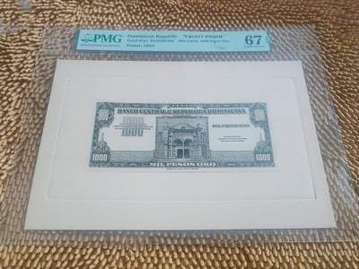 09月09日 🌏全球币章 - 珍品：1947年 多米尼加 央行第一套纸币最高面值 1000金比索（主图为美洲第一圣玛利亚总主教座堂，位于多米尼加共和国圣多明各殖民区，北边是哥伦布广场，是美洲最古老的天主教堂，建造于1512年，对应中国明朝正德年间）PMG-67-EPQ