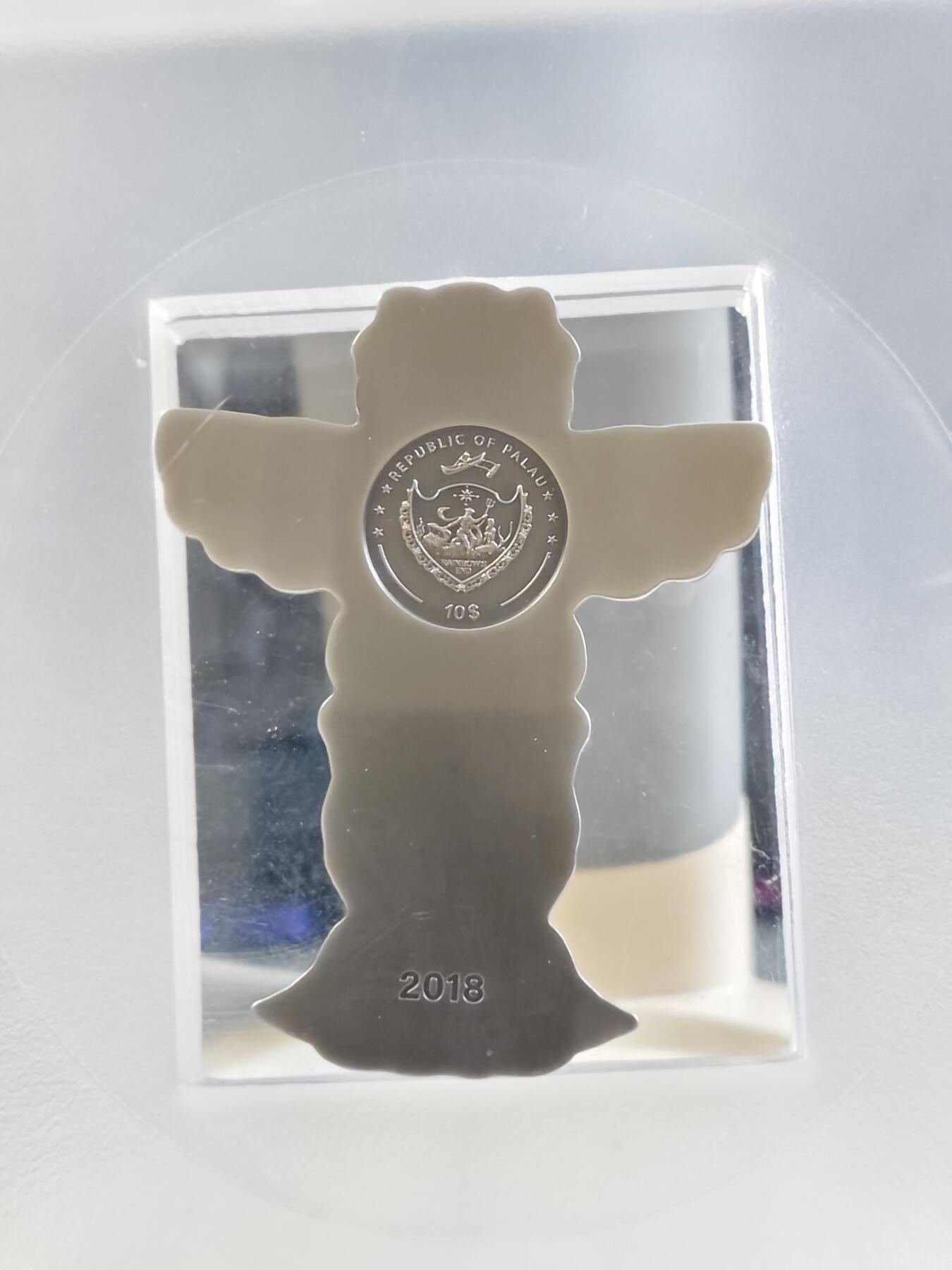 第175期拍卖【长期征集拍品】 帕劳2018年图腾柱3D异形仿古2盎司纪念银币PCGS-MS69首无盒证书，999银，发行499枚