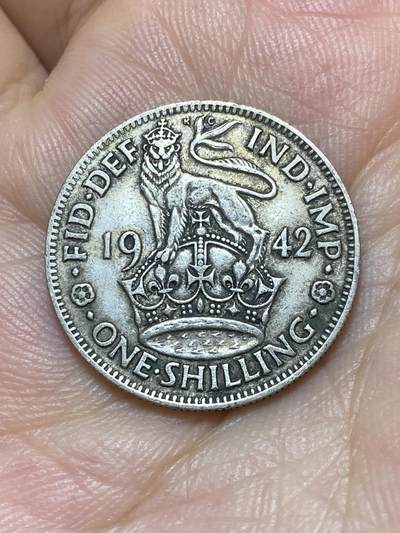 2025年第八十九场(总第一百一十五场）外国好品散币(免佣金) - 英国🇬🇧1942年1先令银币(乔治六世第一版，英格兰站狮版，500银)