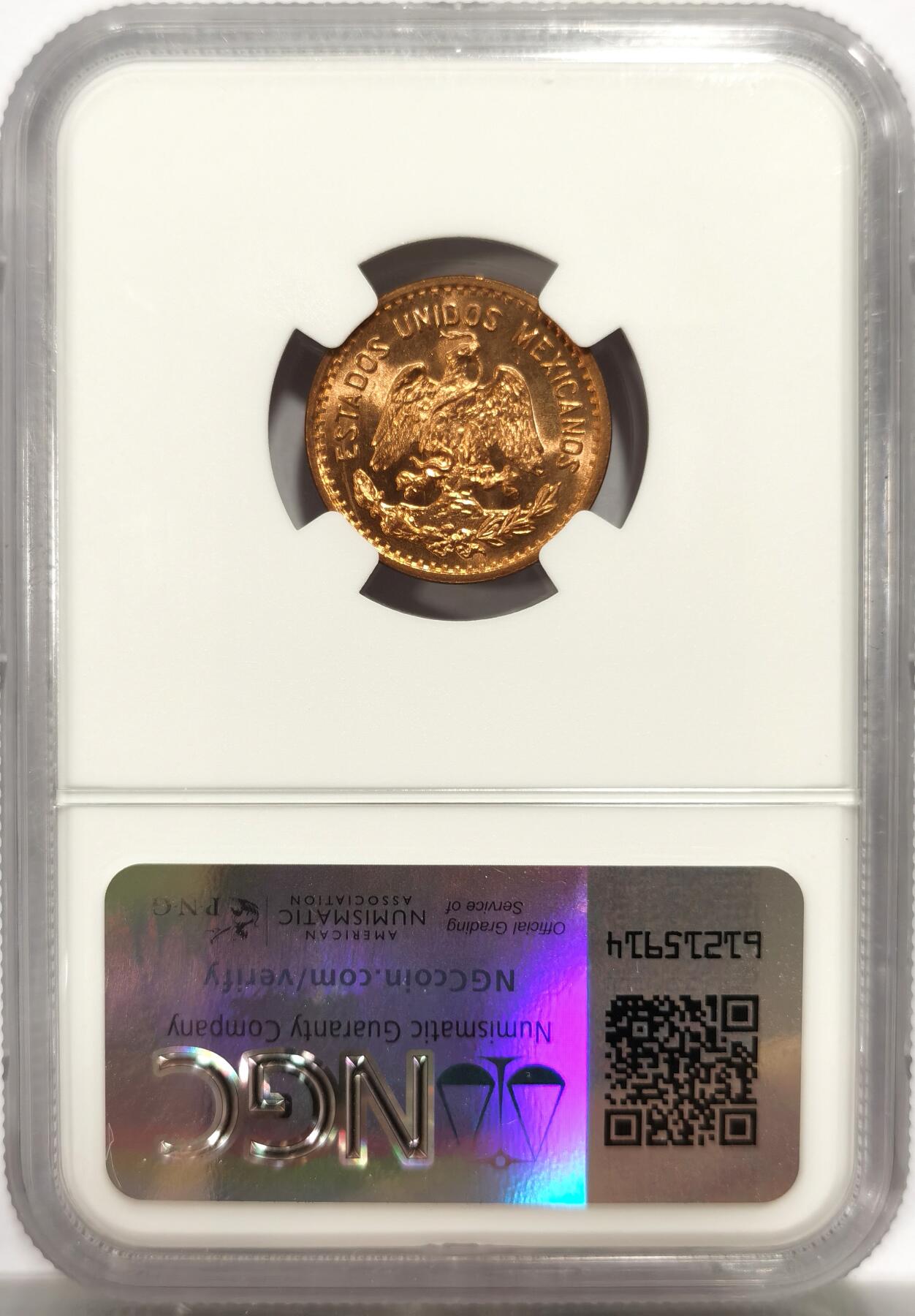 博洋堂世界钱币拍卖第139期（全场包邮） NGC MS66RD 墨西哥1939年小鹰洋1分铜币，极致RD状态