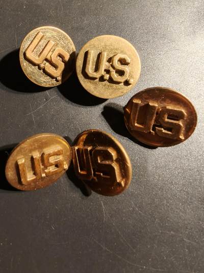 老王徽章第148期 - 美国陆军领章5枚   早期轮转版   一枚带厂标