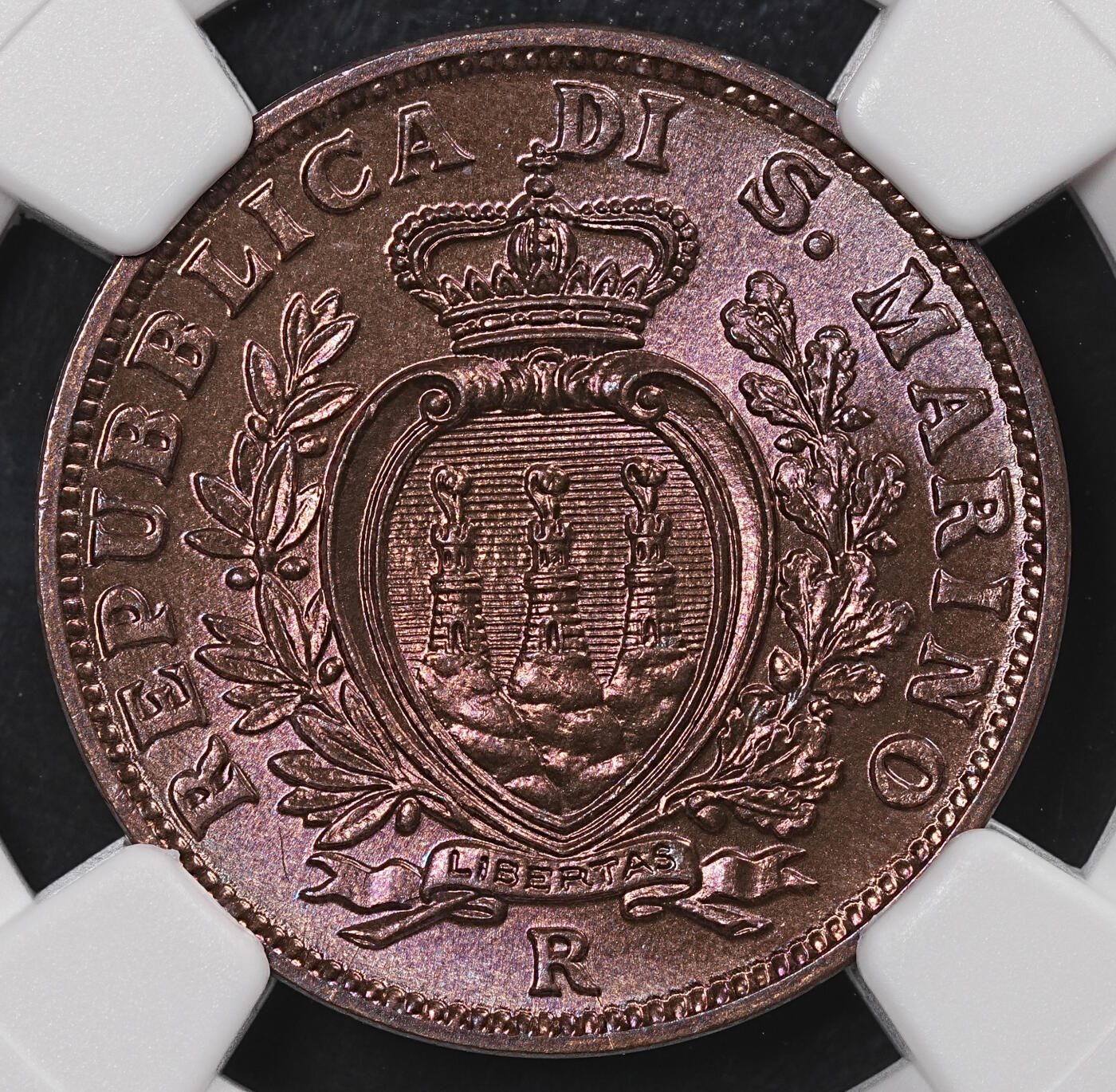 修遠堂世界钱币第八十四期 NGC MS64RB 1938年圣马力诺10分铜币