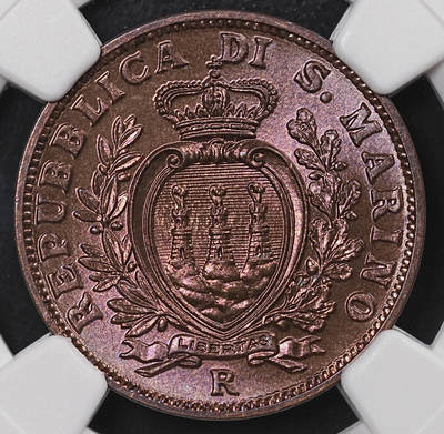 修遠堂世界钱币第八十四期 - NGC MS64RB 1938年圣马力诺10分铜币