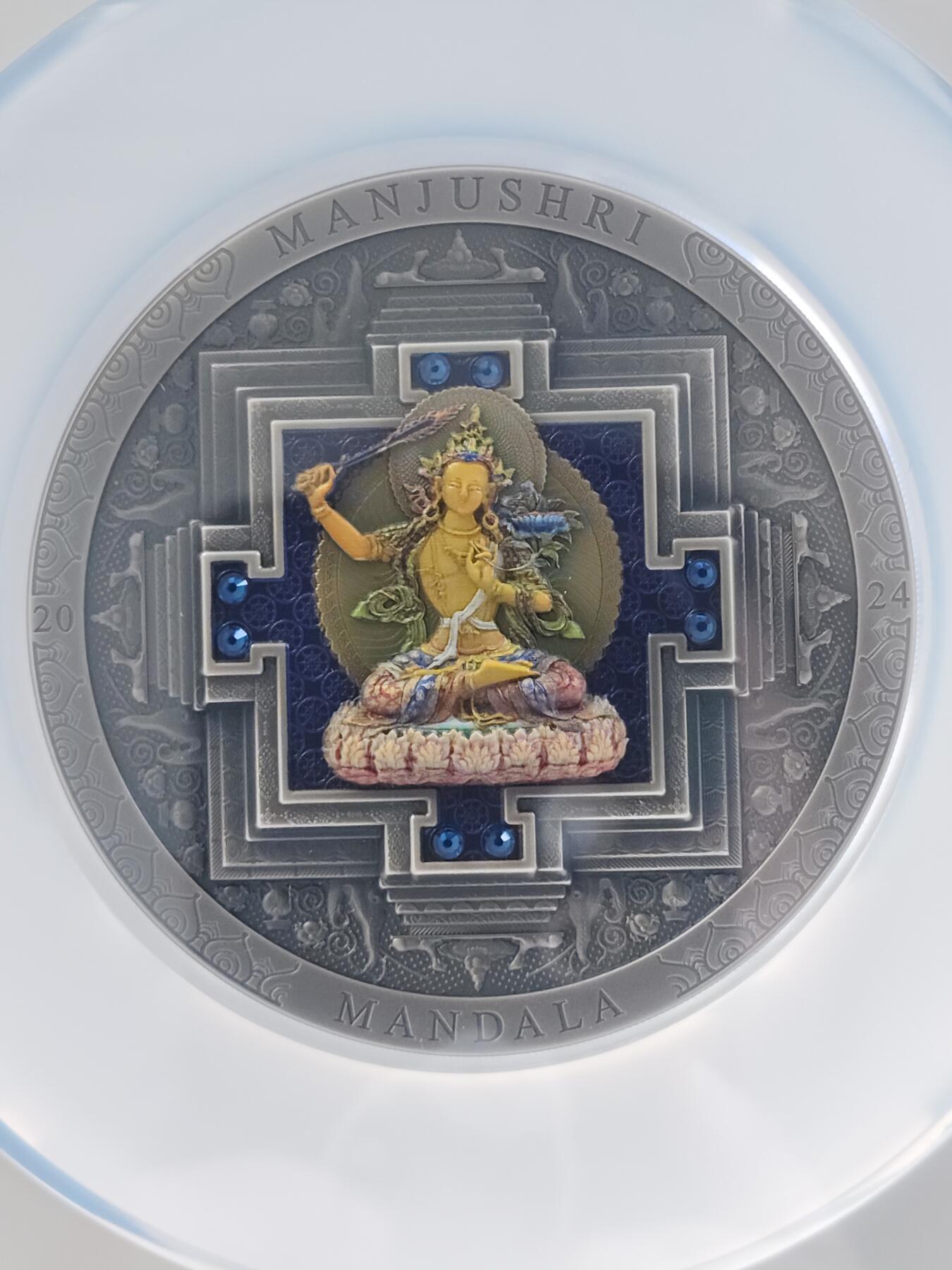 第175期拍卖【长期征集拍品】  蒙古2024年考檀城曼陀螺彩色银币NGC-MS70首无盒无证书，999银，发行111枚