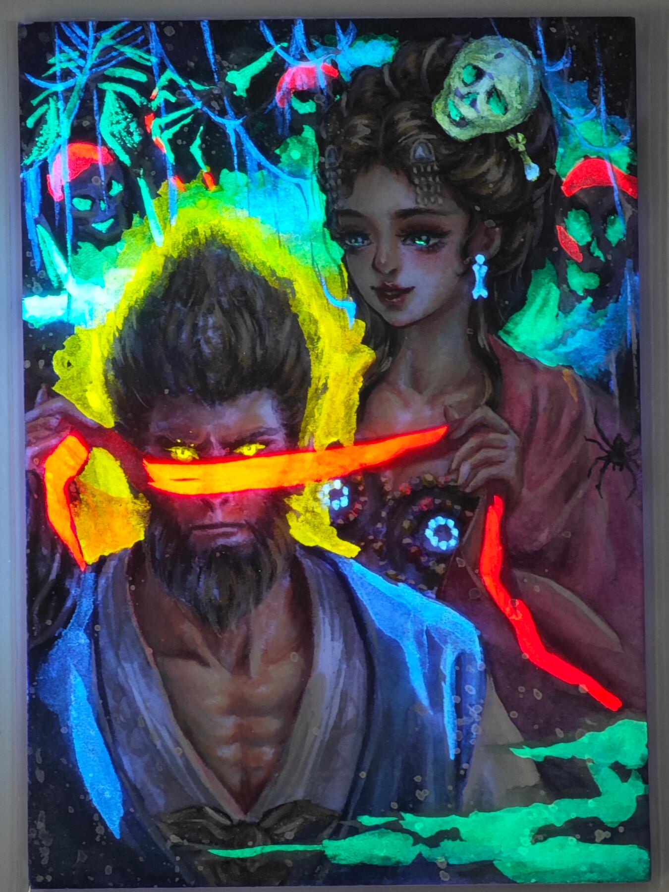 白泽拍卖卡牌手绘专场第24期（持续征集ING，白露暧秋色，月明清漏中） 2025 花枪手绘卡 黑神话悟空 特效  鹿艺亲签