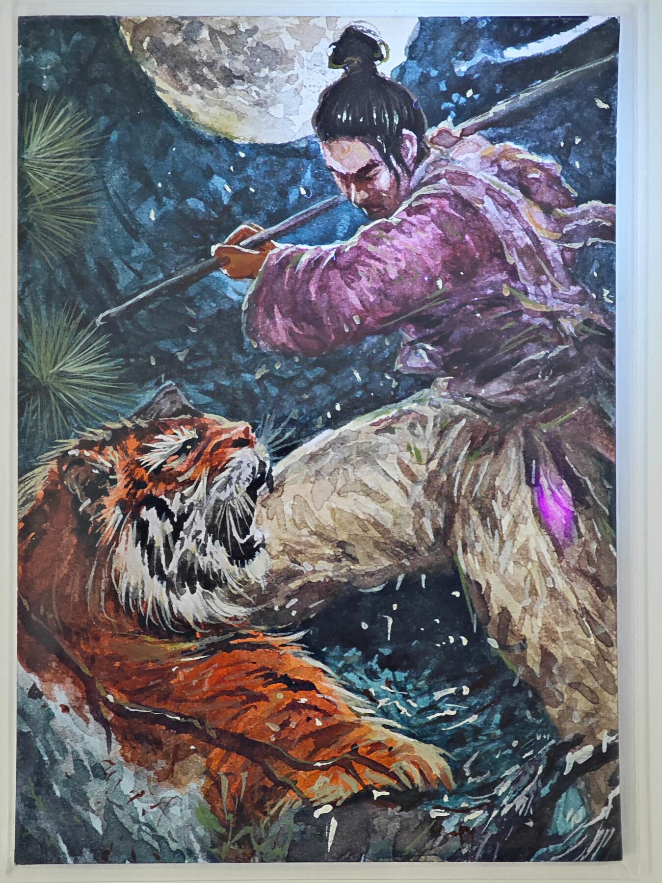白泽拍卖卡牌手绘专场第24期（持续征集ING，白露暧秋色，月明清漏中） 2025 忘川手绘卡 武松打虎 特效  黑龙亲签