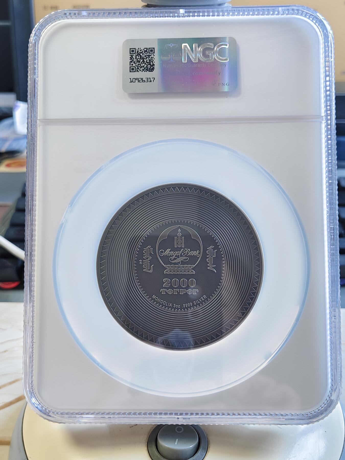 第175期拍卖【长期征集拍品】  蒙古2024年考檀城曼陀螺彩色银币NGC-MS70首无盒无证书，999银，发行111枚