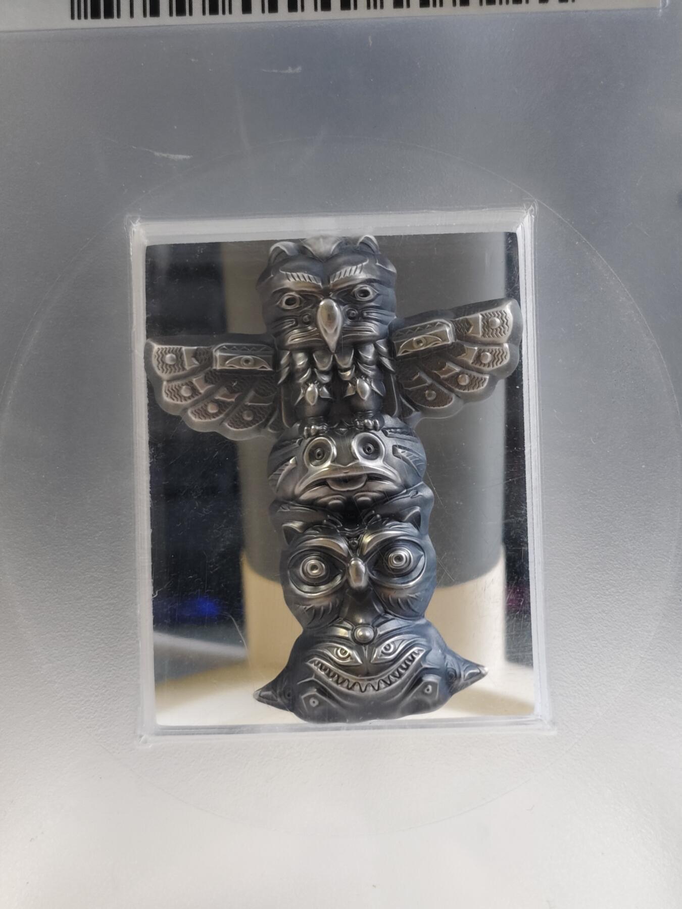 第175期拍卖【长期征集拍品】 帕劳2018年图腾柱3D异形仿古2盎司纪念银币PCGS-MS69首无盒证书，999银，发行499枚