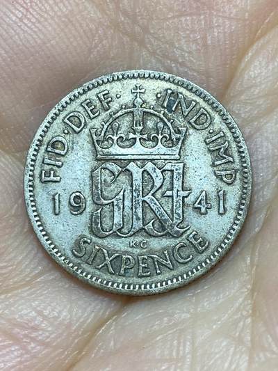 2025年第八十九场(总第一百一十五场）外国好品散币(免佣金) - 英国🇬🇧1941年6便士银币(乔治六世第一版，500银)