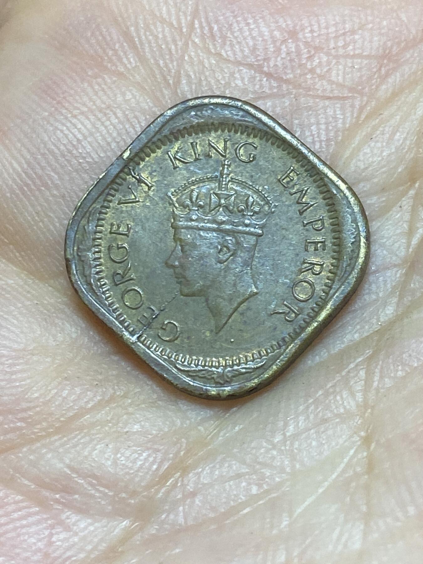 2025年第八十九场(总第一百一十五场）外国好品散币(免佣金) 英属印度1943年1/2安娜(乔治六世第二版，INDIA 字样两边带点，加尔各答造)