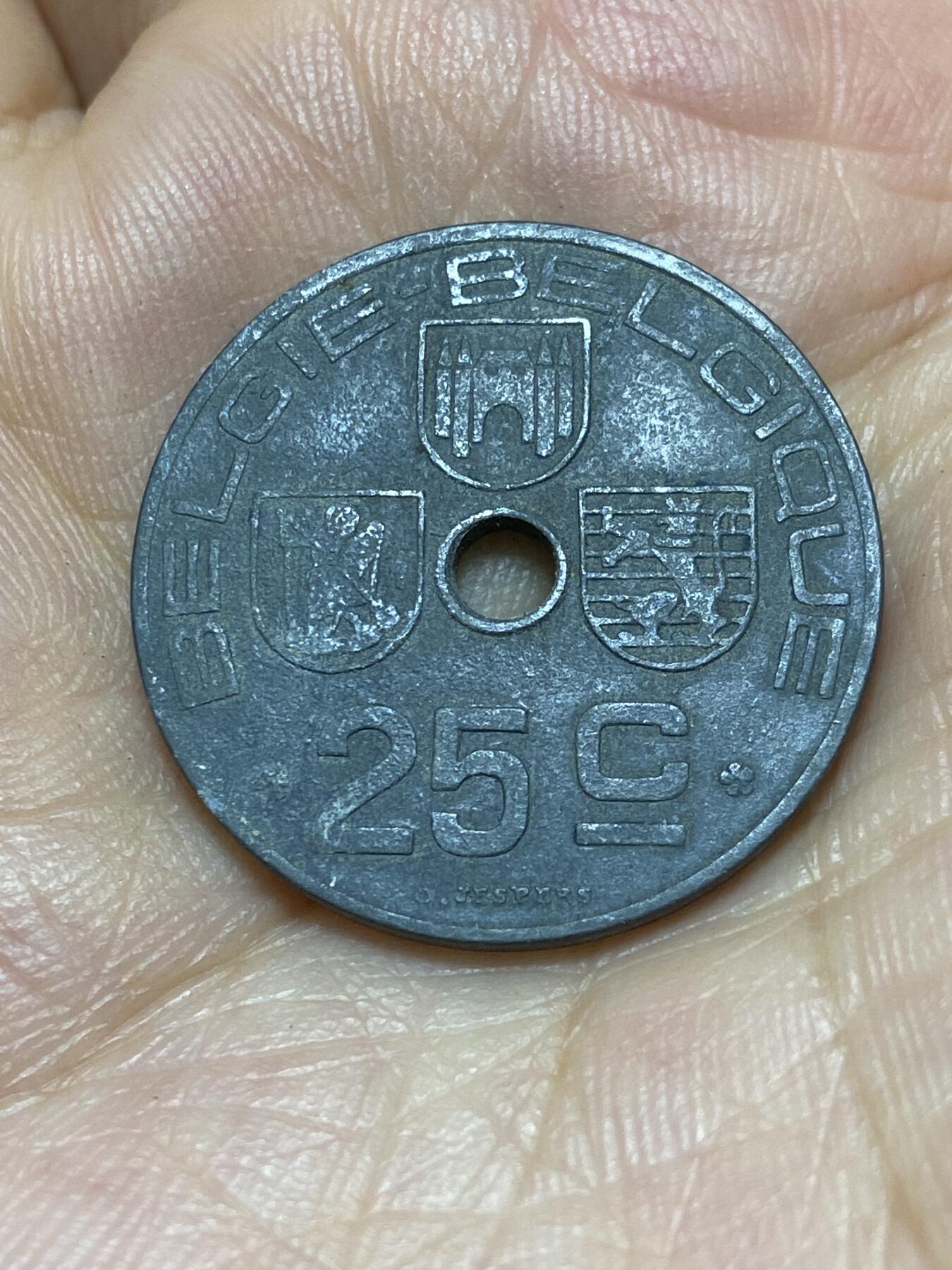 2025年第八十九场(总第一百一十五场）外国好品散币(免佣金) 比利时🇧🇪1942年25分(利奥波德三世，二战德国占领时期，荷语–法语版)