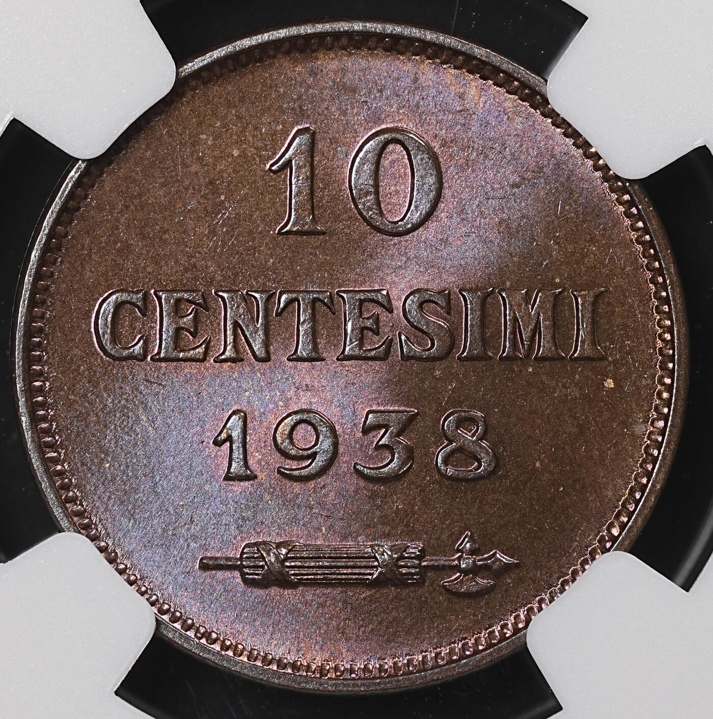修遠堂世界钱币第八十四期 NGC MS65RB 1938年圣马力诺10分铜币