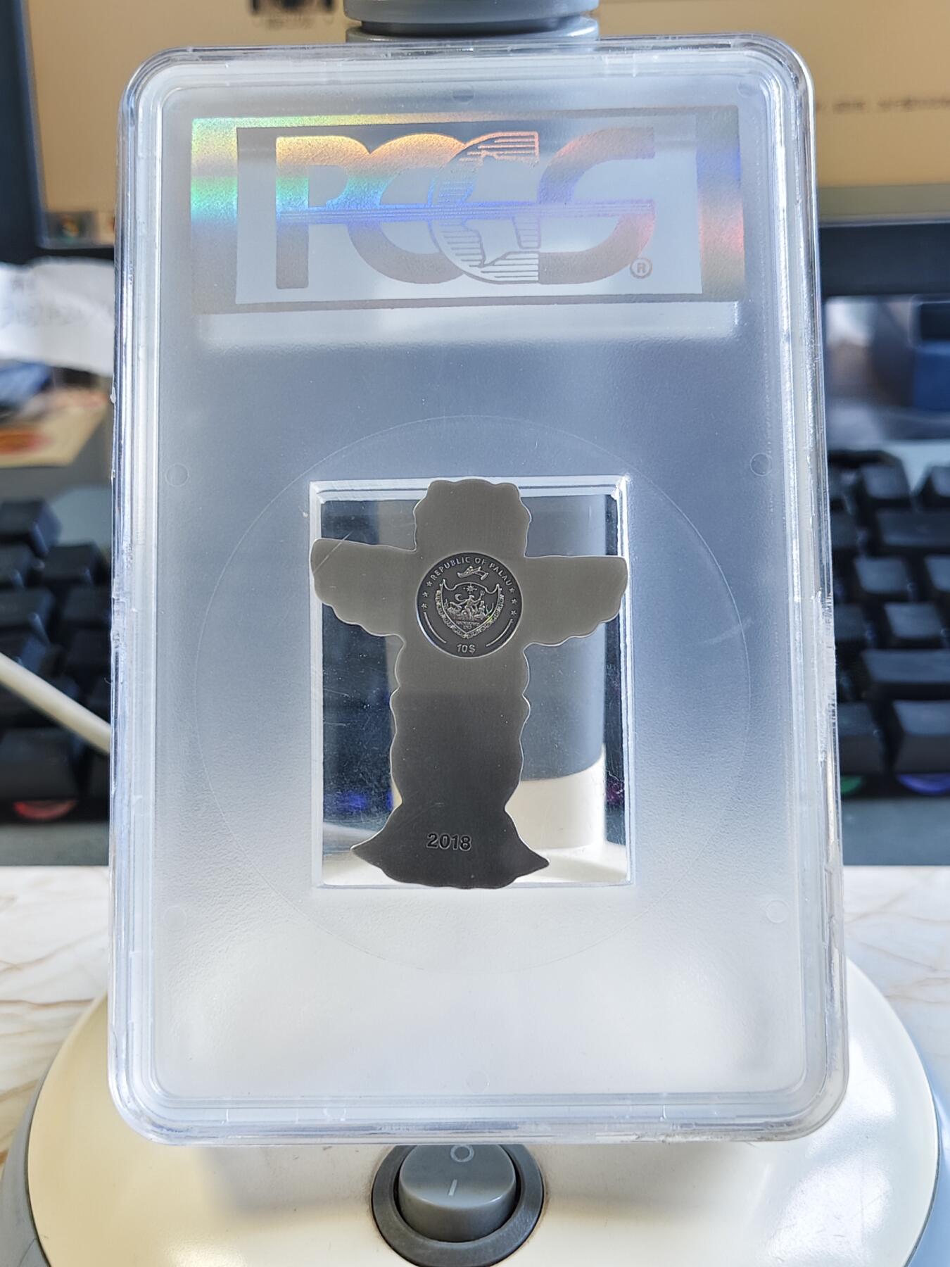 第175期拍卖【长期征集拍品】 帕劳2018年图腾柱3D异形仿古2盎司纪念银币PCGS-MS69首无盒证书，999银，发行499枚