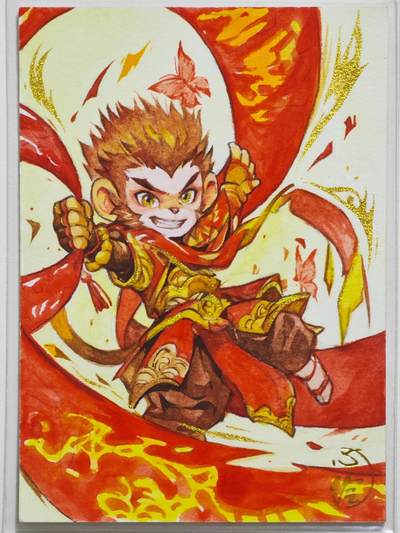 白泽拍卖卡牌手绘专场第24期（持续征集ING，白露暧秋色，月明清漏中） - 2025 心绘手绘卡 幼崽悟空  慕遥亲签