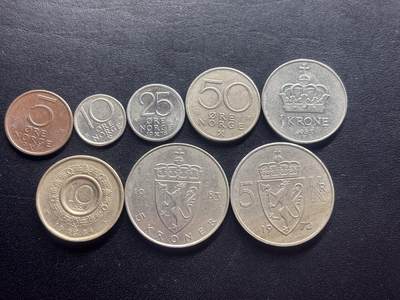 邮泉阁限时拍卖第二十四场 各国硬币专场（硬币在国外） - 挪威奥拉夫五世国王8枚