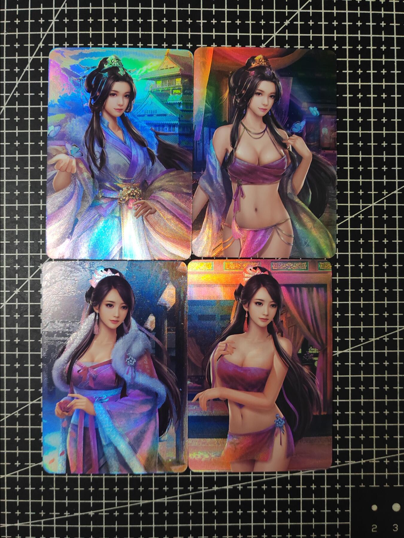 铃鹿第七期（提示一：自制卡难免瑕疵，可能存在撞角爆边等出厂瑕疵，介意慎拍；提示二：参拍请慎重，跑单押金不退的）） 娥皇女英粗彩闪4张套