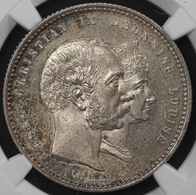 修遠堂世界钱币第八十四期 - NGC MS63 1892年丹麦国王金婚纪念2克朗银币