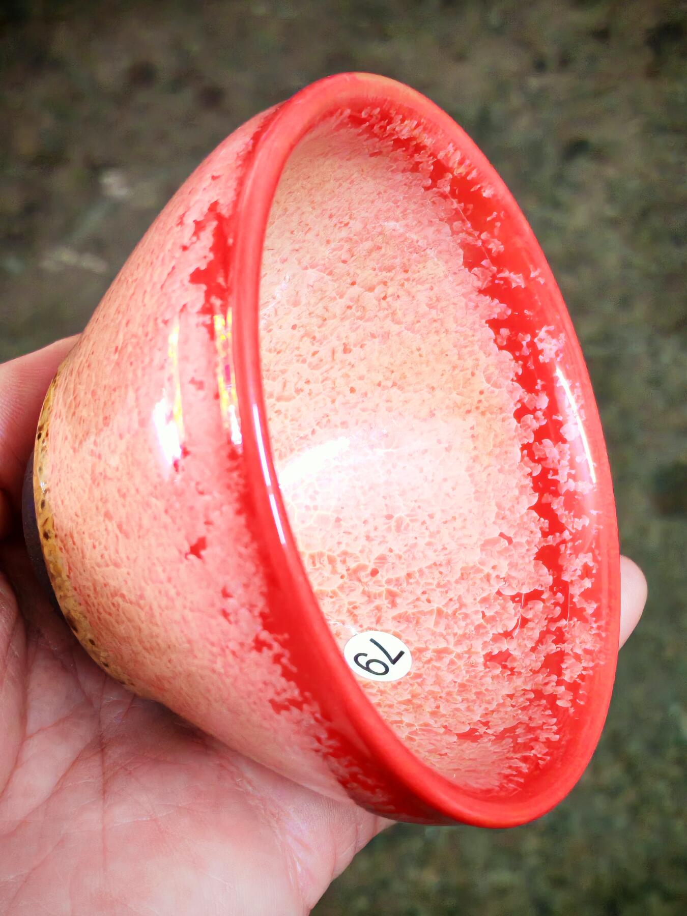 金玫瑰剔红变彩撇口大肚手握将军盏(22009)尺寸100*60mm容量150ml