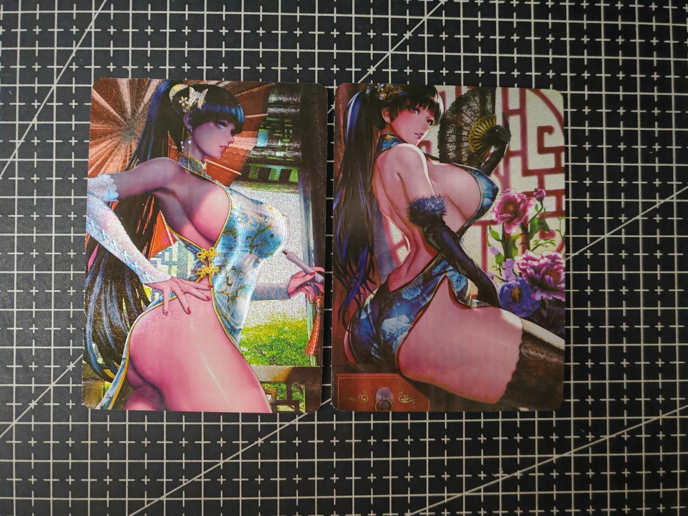 铃鹿第七期（提示一：自制卡难免瑕疵，可能存在撞角爆边等出厂瑕疵，介意慎拍；提示二：参拍请慎重，跑单押金不退的）） 旗袍美女粗闪对卡