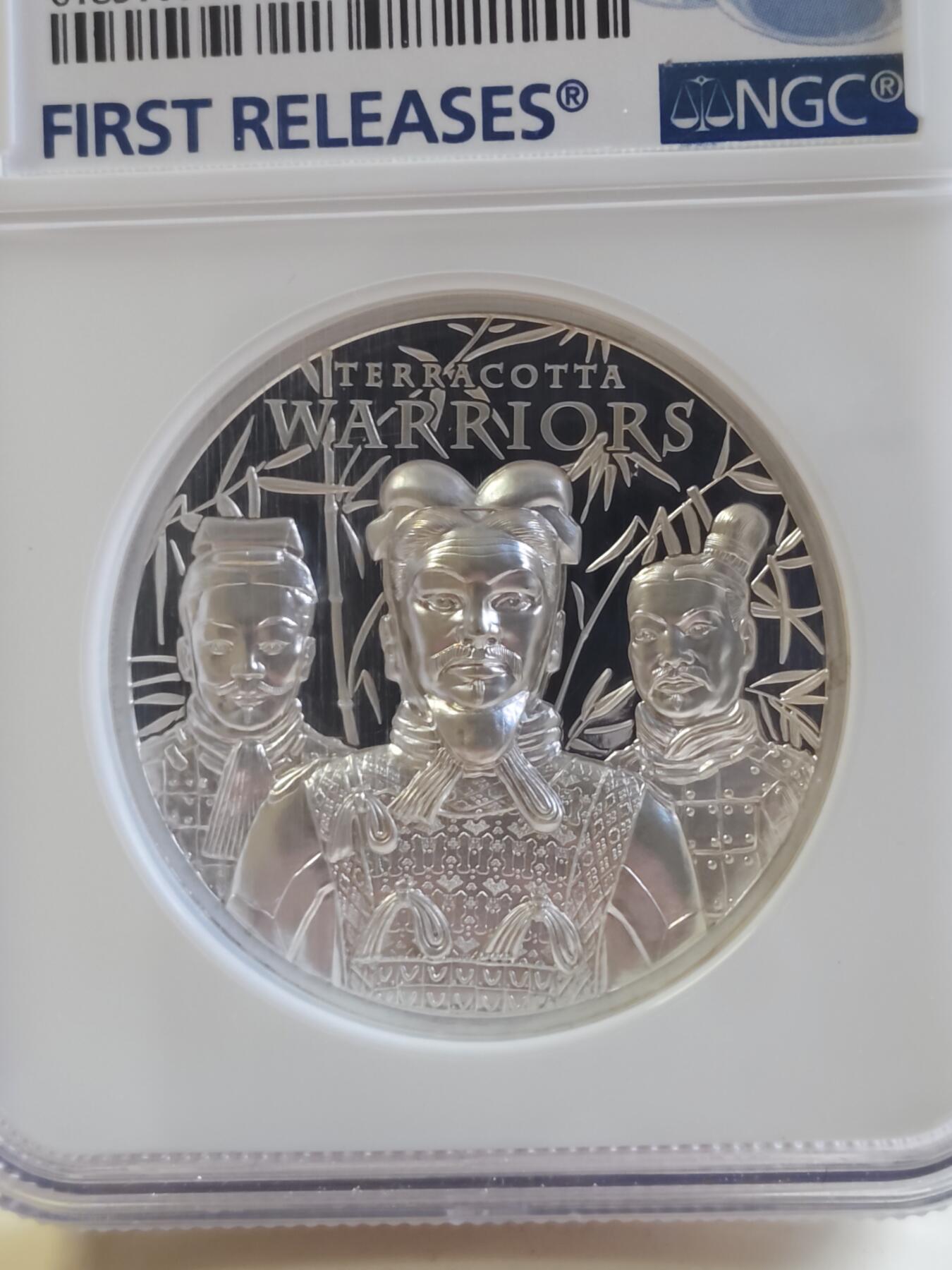 第175期拍卖【长期征集拍品】 库克2021秦始皇兵马俑双面浮雕银币NGC-PF70首无盒无证书，999银，发行888枚