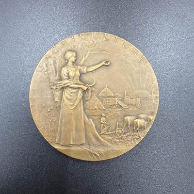 「木头集藏」章牌专场-第61场 -  G.Prud'homme～法国农业铜章，直径：50 mm，边铭：三角厂铭 BRONZE，品相不错，双面设计，很美！