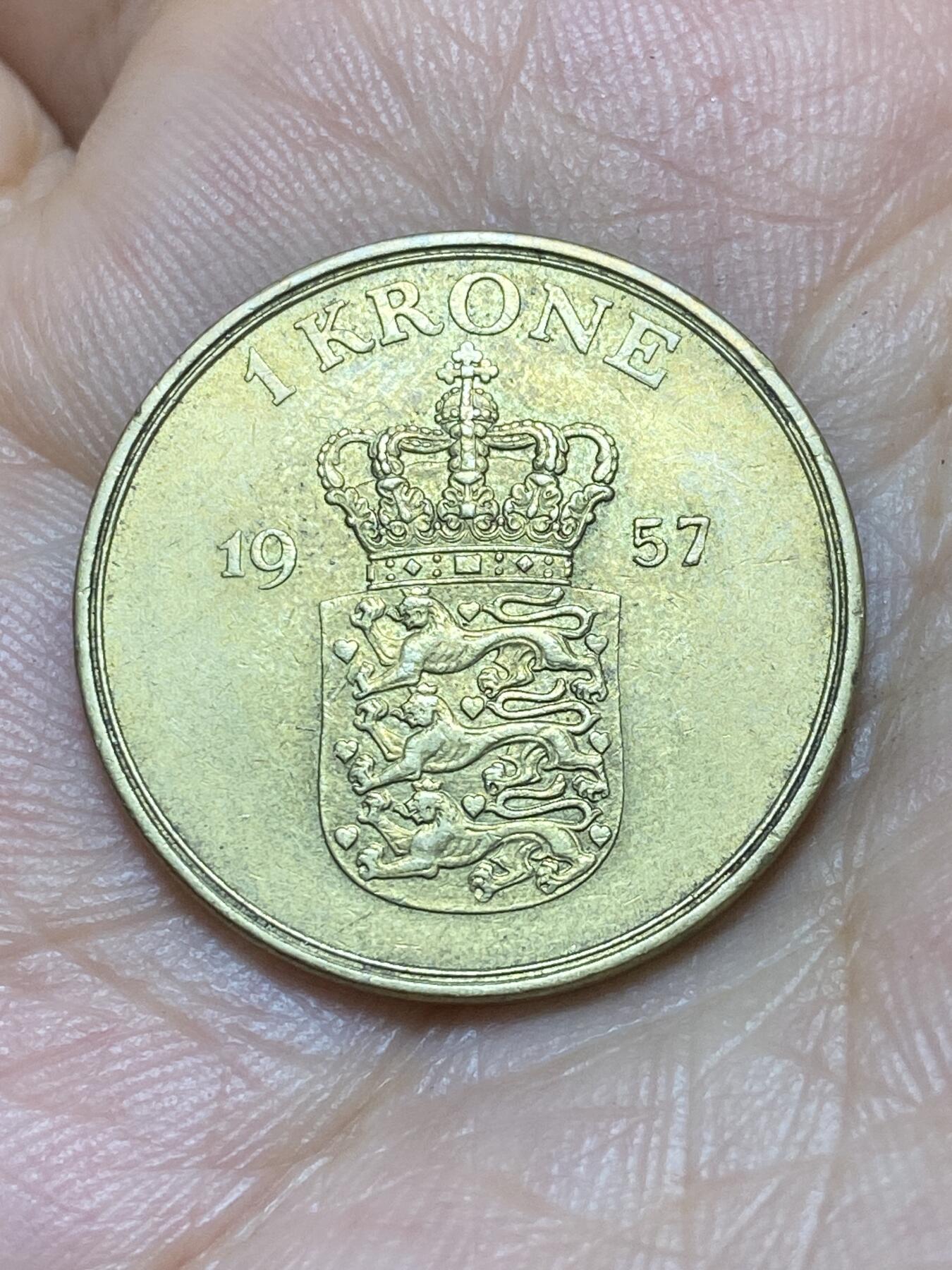 2025年第八十九场(总第一百一十五场）外国好品散币(免佣金) 丹麦🇩🇰1957年1克朗(弗雷德里克九世第二版，C; S版)