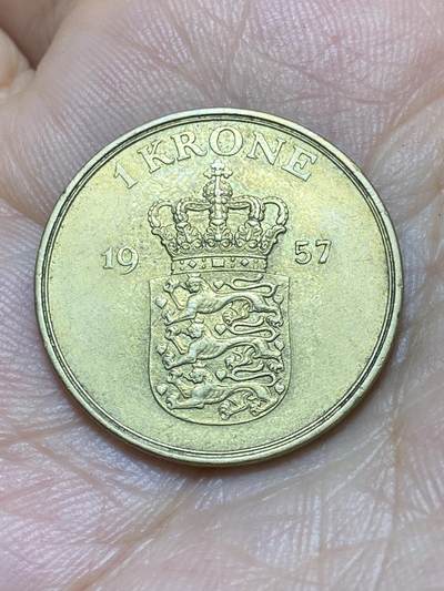 2025年第八十九场(总第一百一十五场）外国好品散币(免佣金) - 丹麦🇩🇰1957年1克朗(弗雷德里克九世第二版，C; S版)