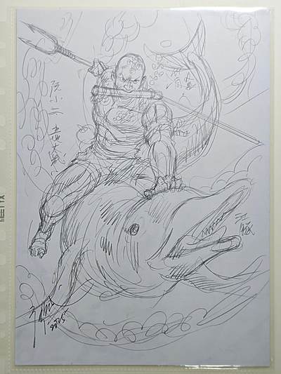 白泽拍卖卡牌手绘专场第24期（持续征集ING，白露暧秋色，月明清漏中） - 2025 水浒传 廖福成手稿 立地太岁 阮小二  廖福成亲签 A4