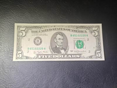 美国 1977年 小头 5美元 无47 全新UNC - 美国 1977年 小头 5美元 无47 全新UNC