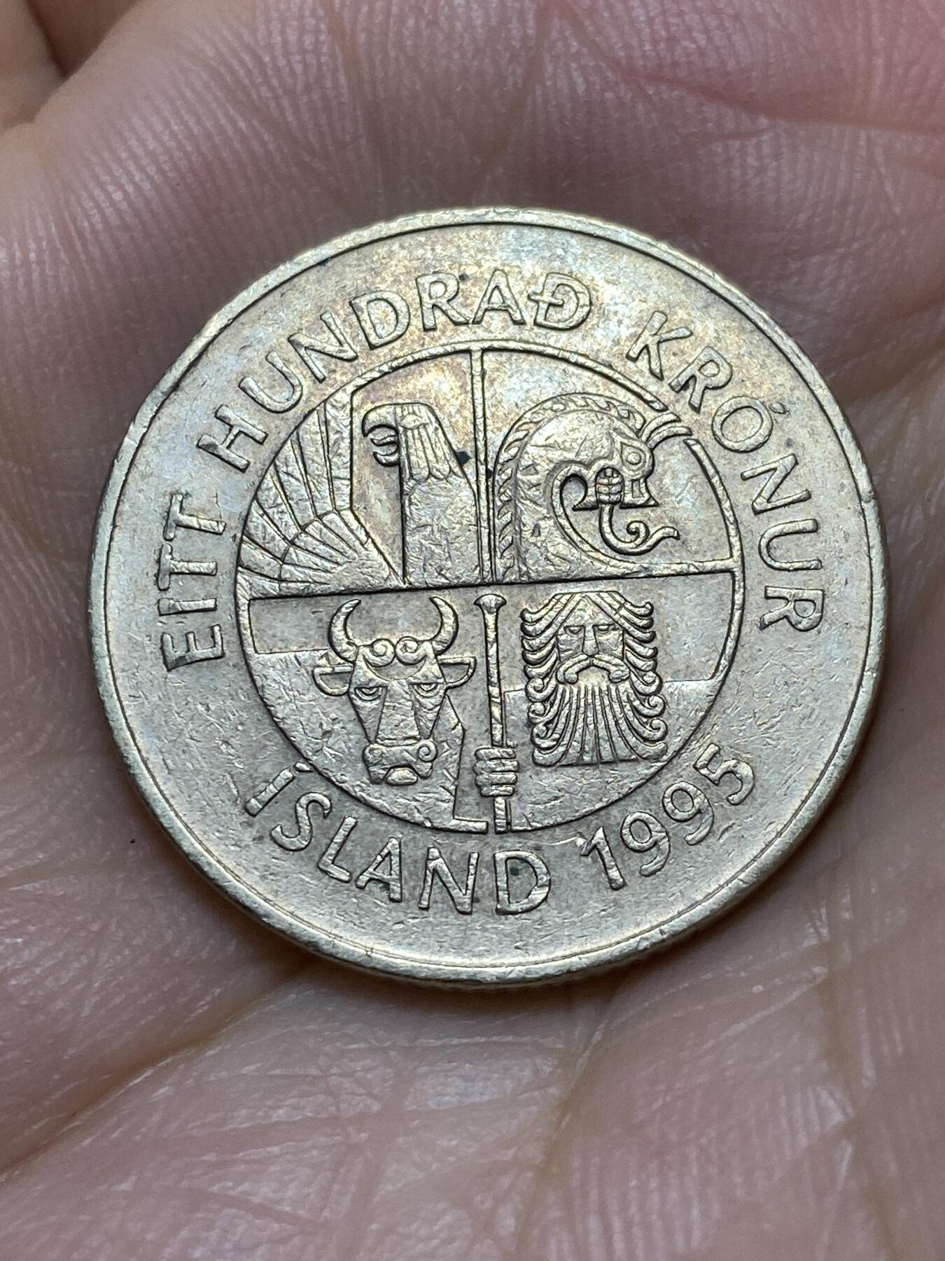 2025年第八十九场(总第一百一十五场）外国好品散币(免佣金) 冰岛🇮🇸1995年100克朗(流通硬币最大面值，首发年)