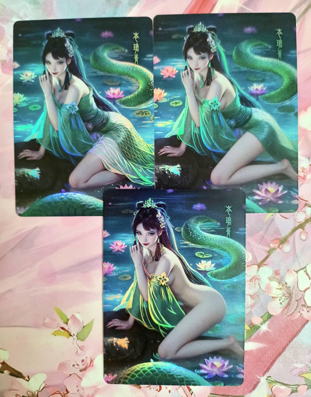 龙虎卡牌第五十四场 （无佣金，满120包邮，欢迎送拍） 折光彩闪3张 鸡腿原创 小青 三渐变一套
