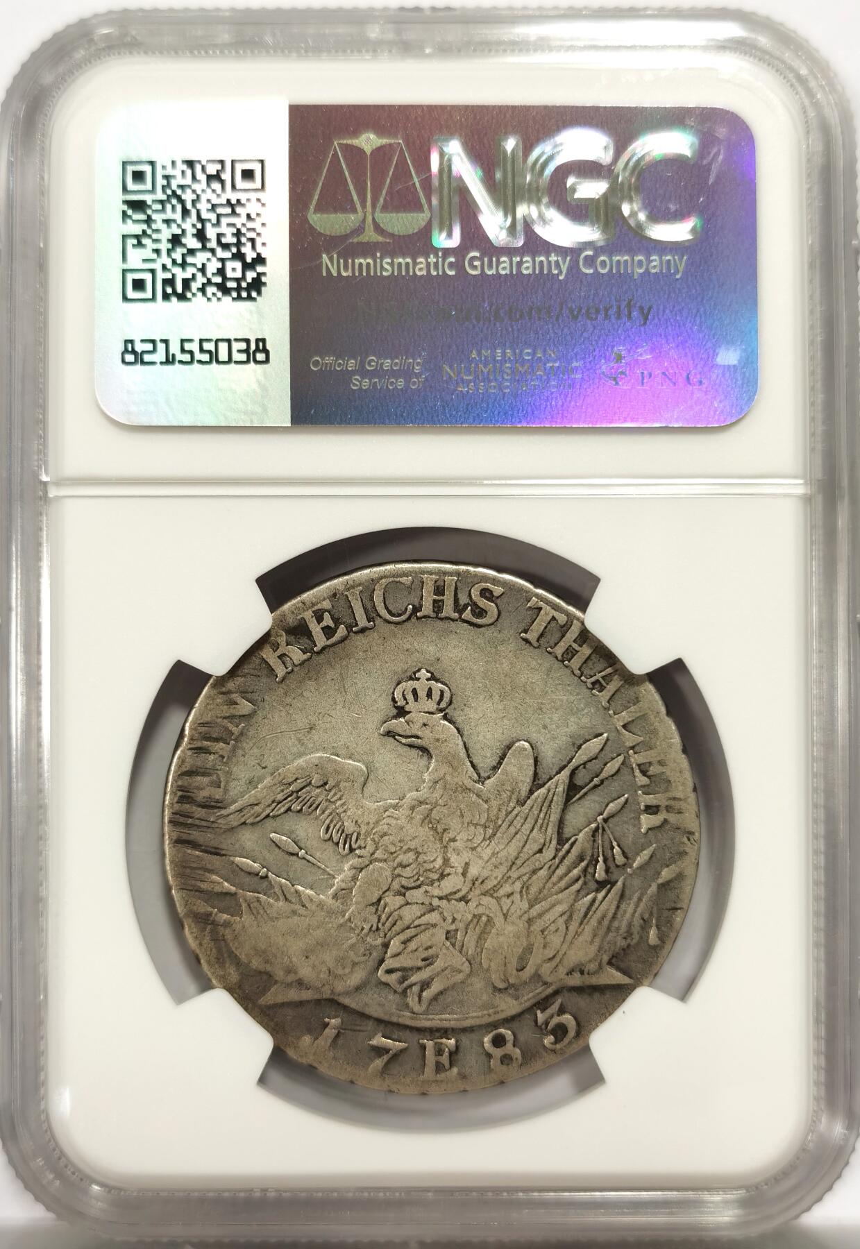 博洋堂世界钱币拍卖第139期（全场包邮） NGC VF20 德国普鲁士1783年E版腓特烈大帝炮鹰1泰勒银币 NGC唯一评级出分记录 此枚铸于柯尼斯堡厂 极为少见 值得德系藏家入藏的品种